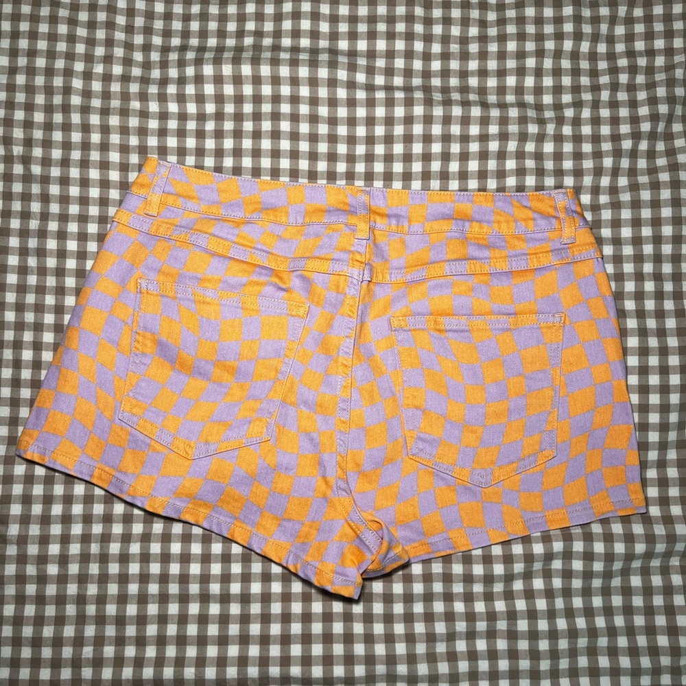 Forever 21 Purple and Orange Checkered Women Shorts- NWT - Picture 3 of 5
